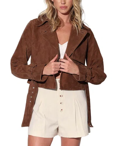 Walter Baker Rexa Suede Short Trench Jacket In Brown