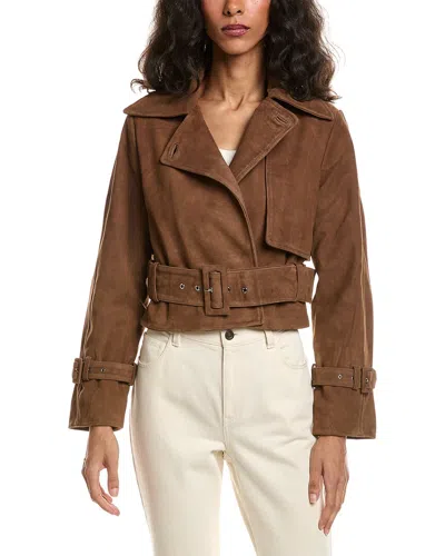 Walter Baker Rexa Suede Short Trench Coat In Brown