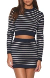 Walter Baker Rory Stripe Crop Sweater In Navy Cruise Stripe
