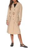 Walter Baker Ryder Belted Cotton Trench Coat In Beige