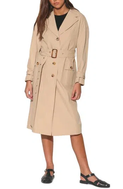 Walter Baker Ryder Belted Cotton Trench Coat In Beige