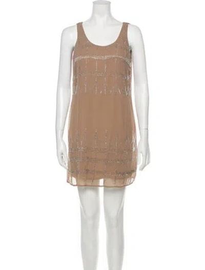 Pre-owned Walter Baker Scoop Neck Mini Dress In Neutral