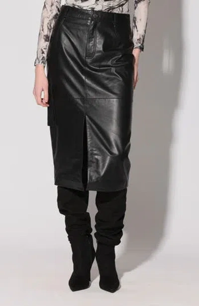 Walter Baker Selene High Waist Leather Skirt In Black