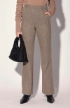 Walter Baker Shane Herringbone Wide Leg Pants In Brown