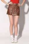 Walter Baker Shirley Leather Miniskirt In Teak