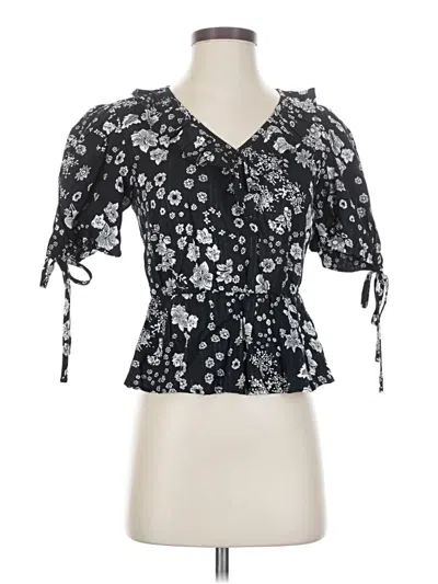 Pre-owned Walter Baker Short Sleeve Blouse In Black