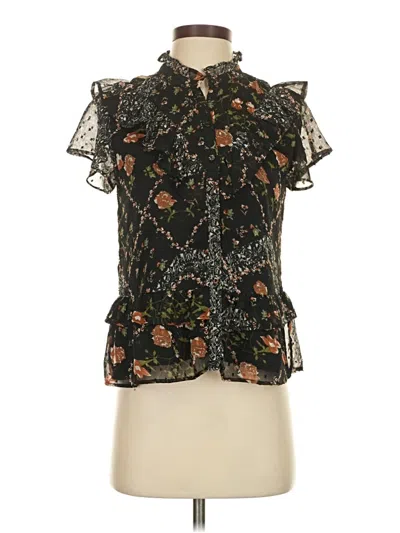 Pre-owned Walter Baker Short Sleeve Blouse In Black