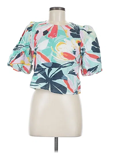 Pre-owned Walter Baker Short Sleeve Blouse In Teal
