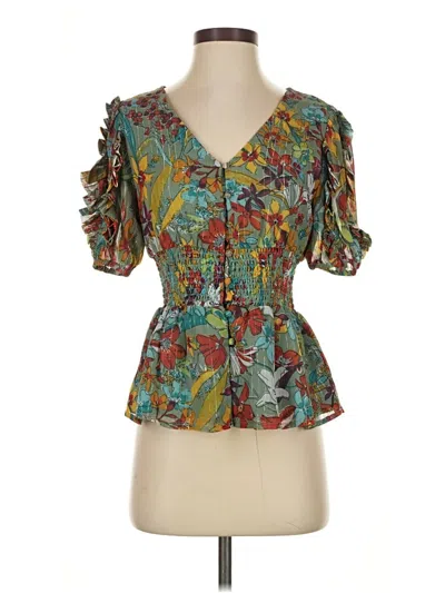 Pre-owned Walter Baker Short Sleeve Blouse In Teal