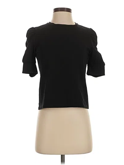 Pre-owned Walter Baker Short Sleeve Top Black Mock Neckline Tops