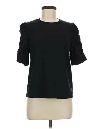 Pre-owned Walter Baker Short Sleeve Top Black Ruffles Neckline Tops