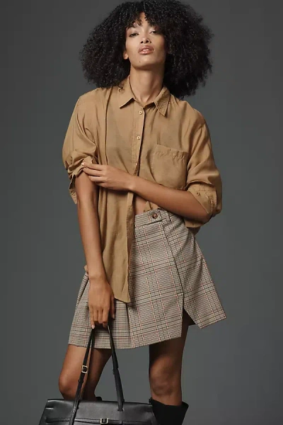 Walter Baker Sia Pleated Wrap Mini Skirt In Nude