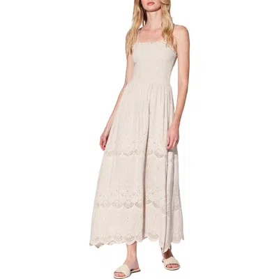 Walter Baker Sirena Smocked Linen & Cotton Maxi Dress In Neutral