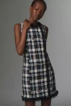 Walter Baker Sleeveless Plaid Mini Dress In Black