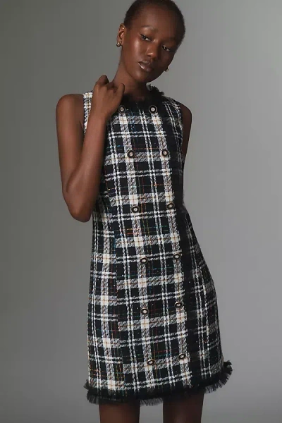 Walter Baker Sleeveless Plaid Mini Dress In Black