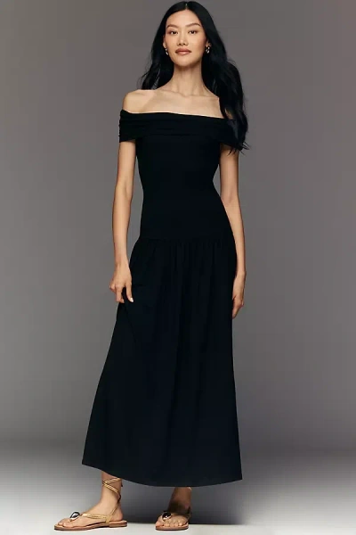 Walter Baker Soraya Off-shoulder Drop-waist Dress In Black