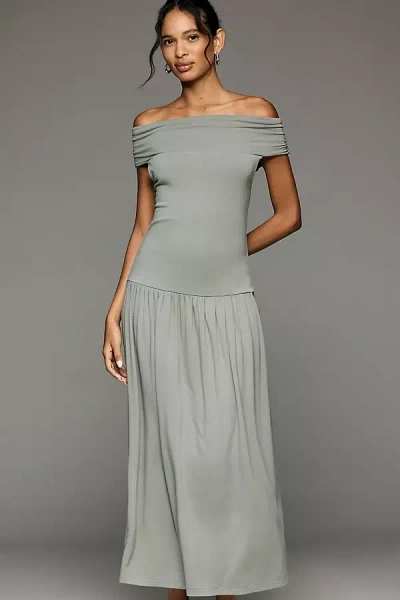 Walter Baker Soraya Off-shoulder Drop-waist Dress In Green