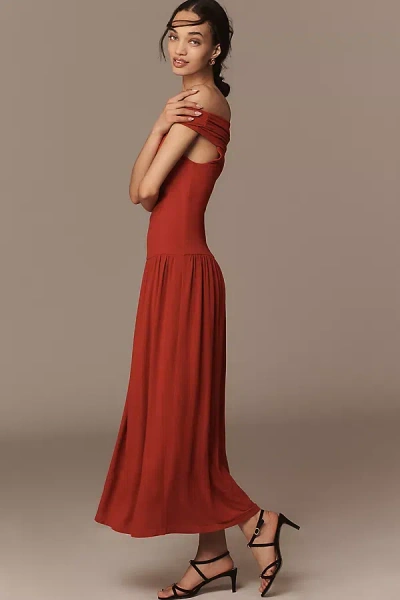 Walter Baker Soraya Off-shoulder Drop-waist Dress In Red