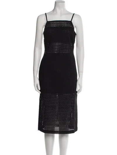 Pre-owned Walter Baker Square Neckline Midi Length Dress In Black