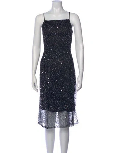Pre-owned Walter Baker Square Neckline Midi Length Dress In Black