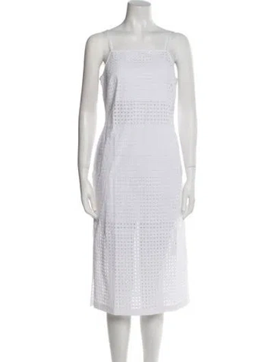Pre-owned Walter Baker Square Neckline Midi Length Dress In White