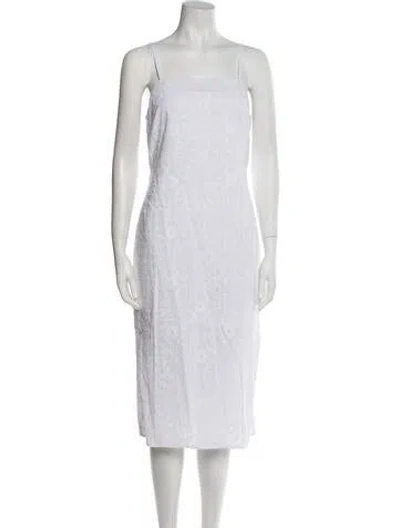 Pre-owned Walter Baker Square Neckline Midi Length Dress In White