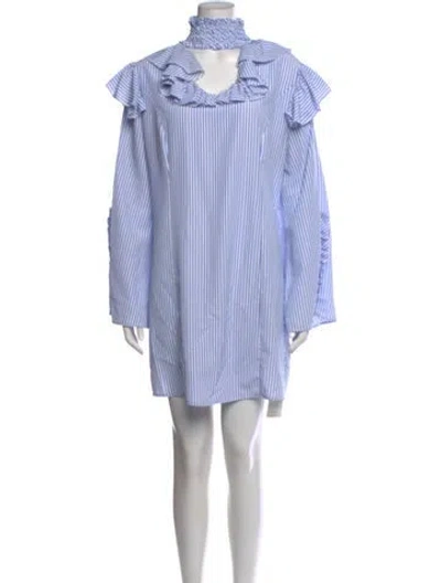 Pre-owned Walter Baker Striped Mini Dress In Blue/white