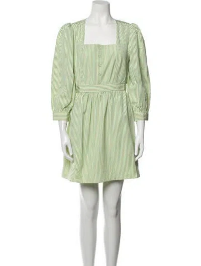 Pre-owned Walter Baker Striped Mini Dress In Green