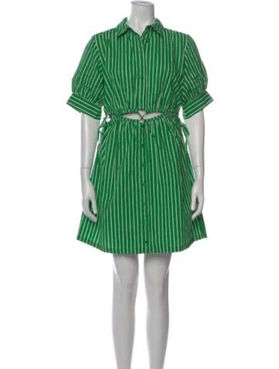 Pre-owned Walter Baker Striped Mini Dress In Green
