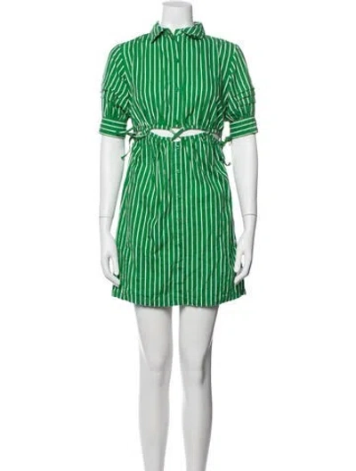 Pre-owned Walter Baker Striped Mini Dress In Green
