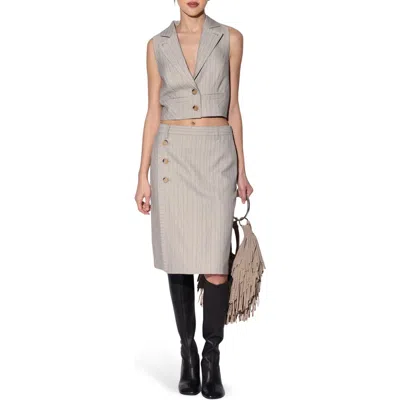 Walter Baker Talia Striped Pencil Skirt In Gray