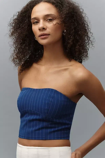 Walter Baker Tanvi Strapless Bustier Top In Blue