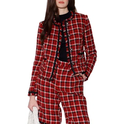 Walter Baker Taryn Plaid Tweed Jacket In Red
