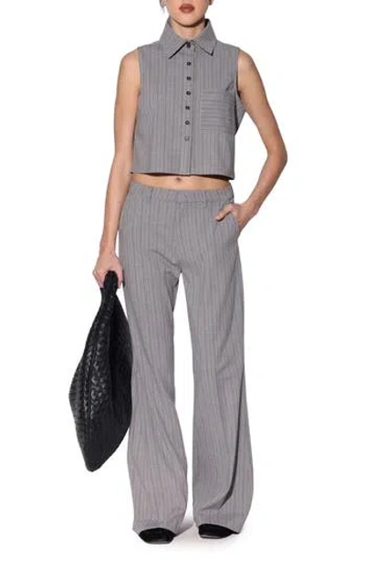 Walter Baker Tatiana Stripe Crop Sleeveless Shirt In Blue