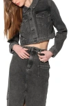 Walter Baker Tressa Crop Denim Jacket In Grey Wash