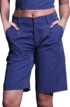 Walter Baker Tristain Pinstripe Bermuda Shorts In Royal Blue Pin Stripe