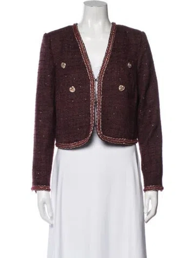 Pre-owned Walter Baker Tweed Pattern Jacket In Burgundy