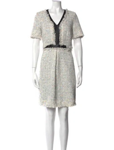 Pre-owned Walter Baker Tweed Pattern Knee-length Dress In White