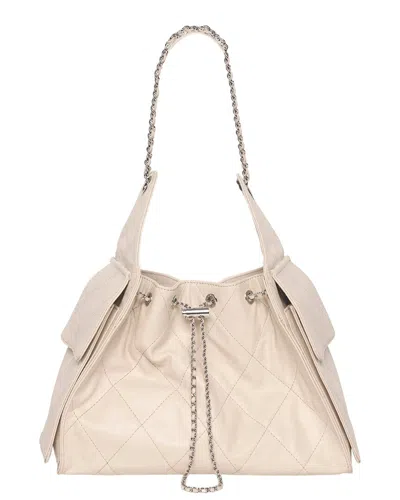 Walter Baker Valeria Quilted Leather Bucket Bag In White