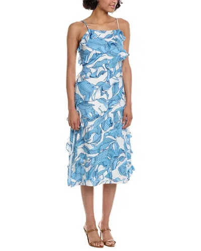 Walter Baker Sleeveless Ruffled Midi Dress In Blue