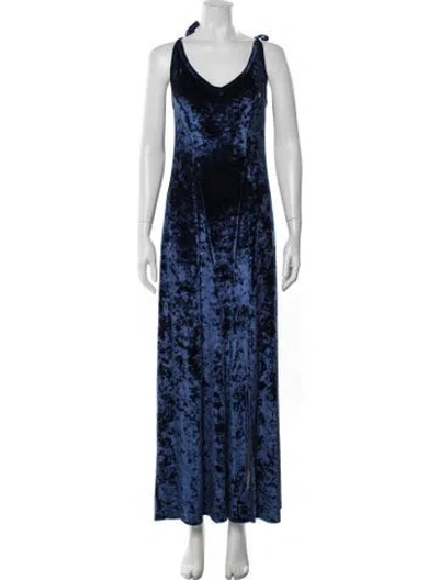 Pre-owned Walter Baker V-neck Long Dress W/ Tags In Blue