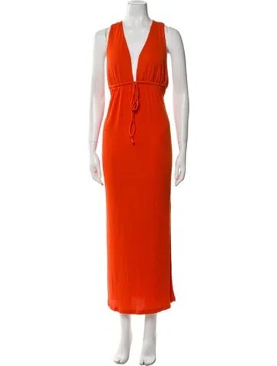 Pre-owned Walter Baker V-neck Long Dress W/ Tags In Orange