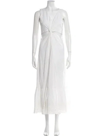 Pre-owned Walter Baker V-neck Long Dress In White
