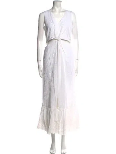 Pre-owned Walter Baker V-neck Long Dress In White