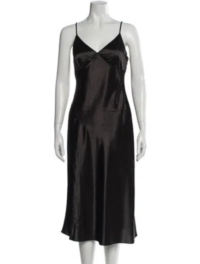 Pre-owned Walter Baker V-neck Midi Length Dress In Black