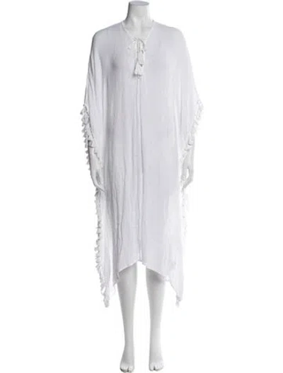 Pre-owned Walter Baker V-neck Midi Length Dress In White