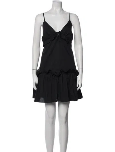 Pre-owned Walter Baker V-neck Mini Dress In Black