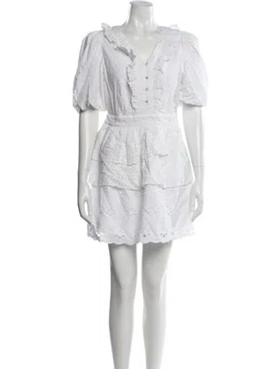 Pre-owned Walter Baker V-neck Mini Dress In White