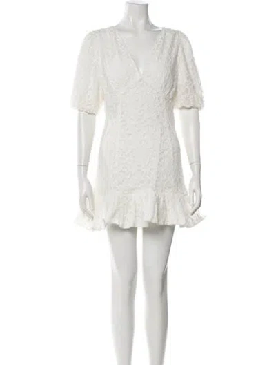 Pre-owned Walter Baker V-neck Mini Dress In White