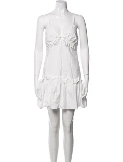 Pre-owned Walter Baker V-neck Mini Dress In White